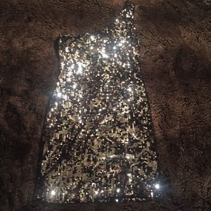 Sequin silver one shoulder homecoming dress